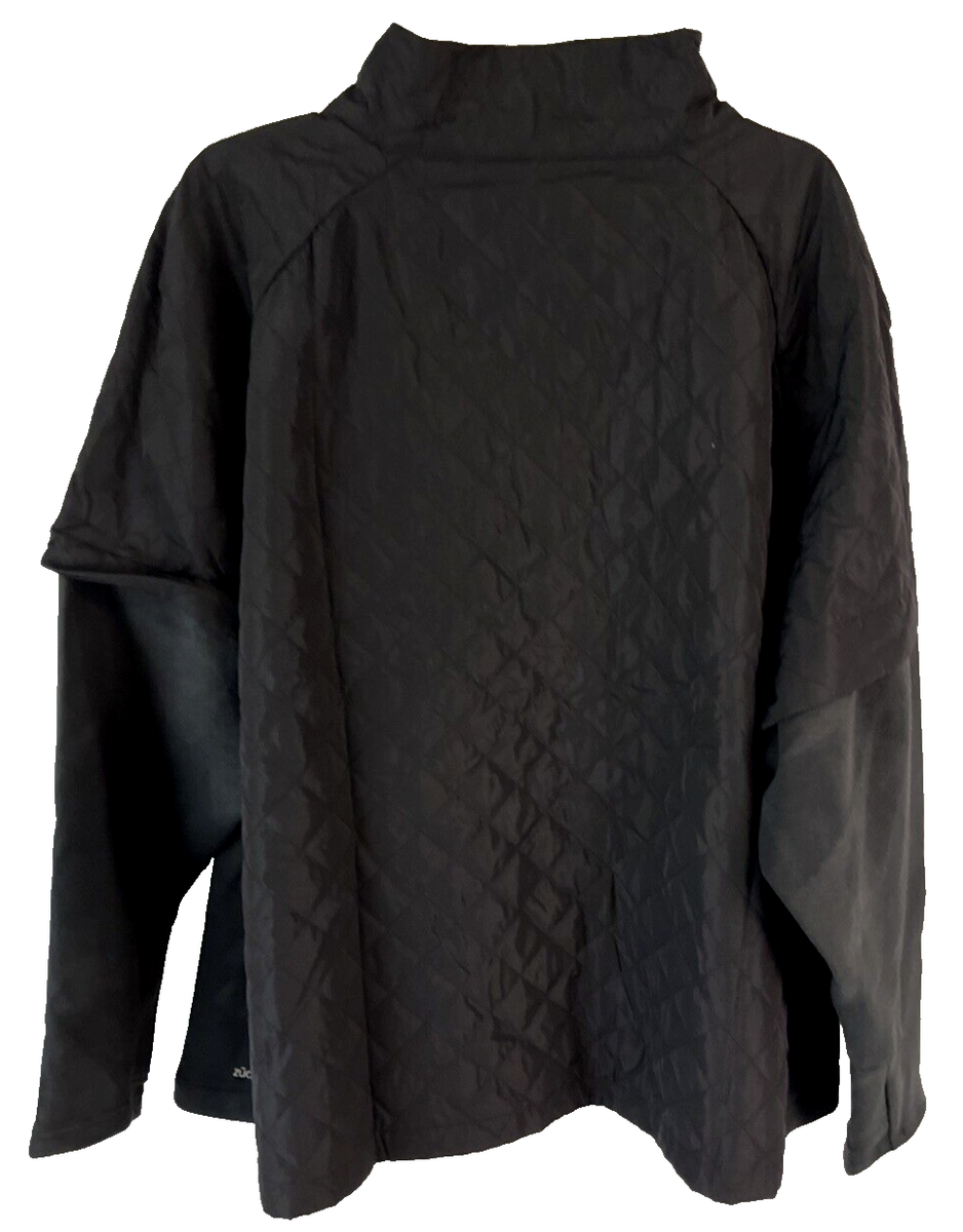 クースジャケット Zuda Quilted Jacket Scuba Knit Sleeves Black Womens 4X Zip A384592