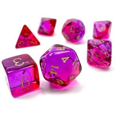 CHX26467 Chessex Gemini: Poly Translucent Red-Violet/gold 7-Die
