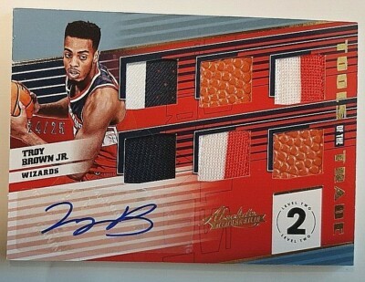 2018-19 Absolute Tott Troy Brown Jr Rc Auto #24/25 4x Jersey & 2x Ball Level 2