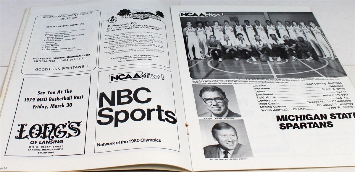 1979 NCAA Mideast Regional Playoff Program Magic Johnson Michigan