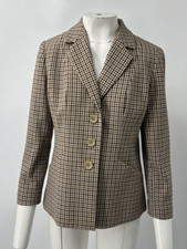 Elie Tahari Beige/Black Checked Printed Single-Breasted Blazer sz 10 NWT
