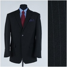 Mens Black Blazer 40R US Size Striped Sport Coat Jacket