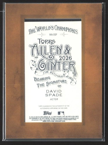 Topps 2026 Allen & Ginter David Spade Hard Signed Auto MA-DSP Insert
