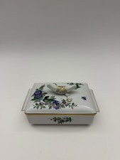 Meissen Dose Deckeldose mit Vogel ,  Indischer Blumenmalerei und Goldrand