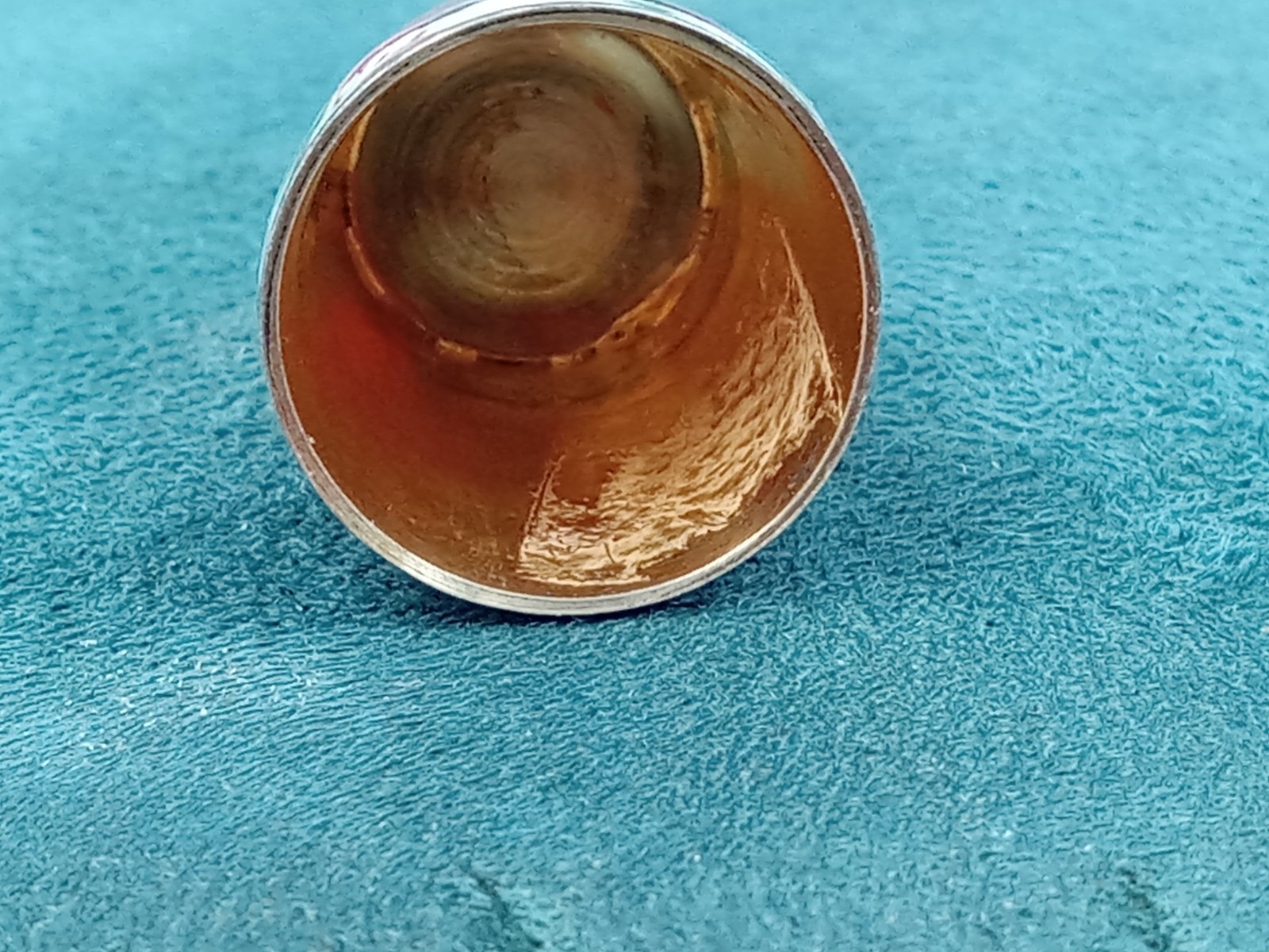 Sterling Silver Thimble w. Flower Themed Enamel Band at Bottom