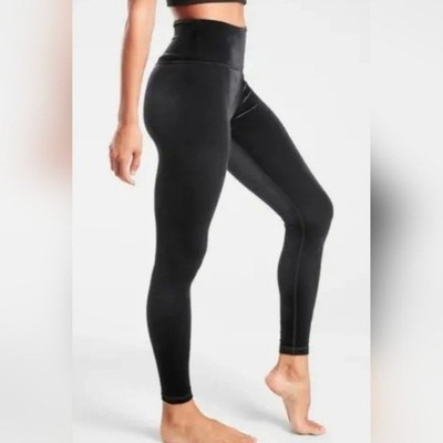Athleta Elation Black Velvet High Rise Leggings women's medium