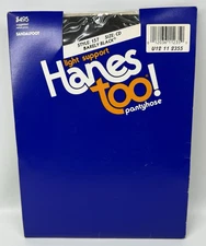 Vtg 1990 Hanes Too Light Support Pantyhose Sz CD Barely Black Sandalfoot New