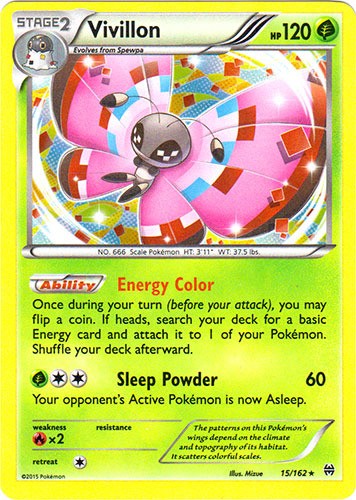 x1 Vivillon - 15/162 - Holo Rare Pokemon XY Breakthrough M/NM