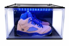 LED Shoe Storage Box Clear Black Stackable Sneaker Display Case USB Remote NEW