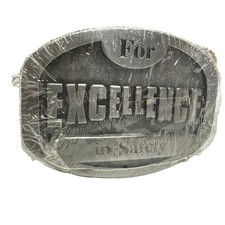 Vintage NOS For Excellence In Safety Lab Safety Supply Pewter Tone Belt Buckle