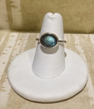 Sundance Catalog Sterling Silver Oval Labradorite Stone with Lip Ring Size 6
