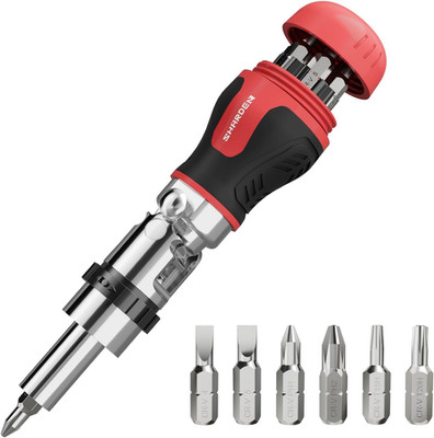 8 in 1 Stubby Ratcheting Screwdriver Multi Screwdriver Tool All in One with 6...