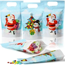 Windyun 50 Pcs Christmas Gift Bags Clear 5.5x8.7 Inch Merry Christmas Sealed ...