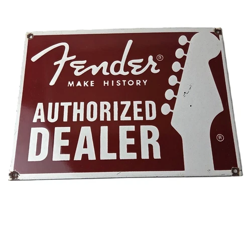Vintage Fender Sign - Music Guitars Amplifiers Porcelain Gas Pump Sign