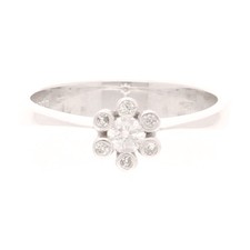 18Carat White Gold 0.15ct Diamond Cluster Ring (Size N) 6x6.5mm Head