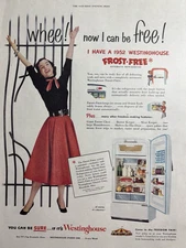 Westinghouse Frost Free Refrigerator Automatic Features Whee VTG Print Ad 1952