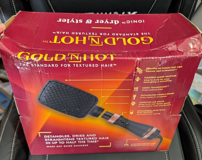 1875W Ionic Dryer and Detangler -Portable Brush Styler Quick Results Damaged Box
