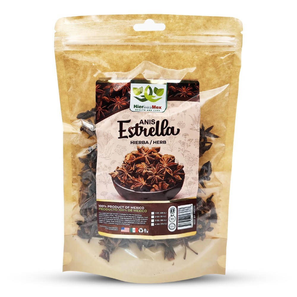 Té de hierbas Anis Estrella 4 oz.-113 g Anis Estrella Te hierba mexicana natural a base de hierbas