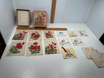 Vintage Rose Note Cards Cutie Pie Dog Girl Duck Envelopes