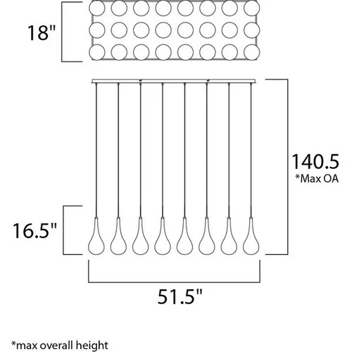 ET2 E20518-18PC Larmes LED 24-Light 18" Wide Polished Chrome Linear Pendant - Picture 2 of 2