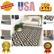 Waterproof Outdoor Rug 5x8 ft, Plastic Reversible Rug, Modern Area Rug, Large...