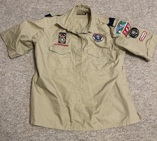 Boy Scouts of America Uniform Shirt Ladies Sz XL Beige Tan Vented Polyester