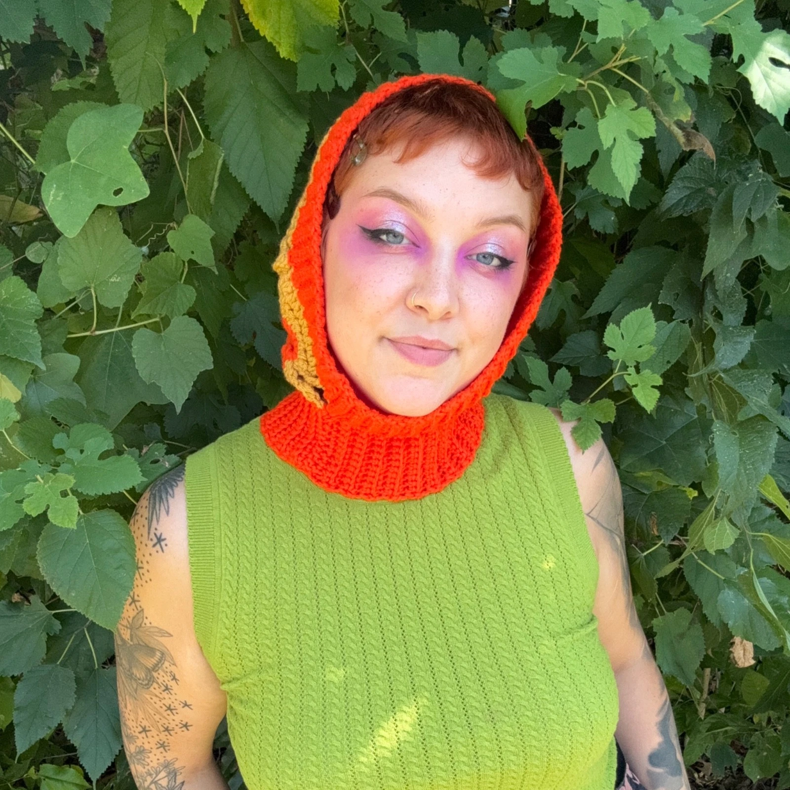 Mustard and Orange Acrylic Skull Balaclava