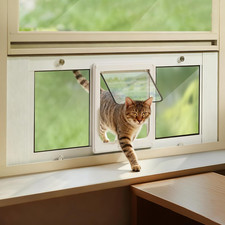 Cat Door for Window, Aluminum Window Cat Door Insert Fit Windows Width 31"-36",