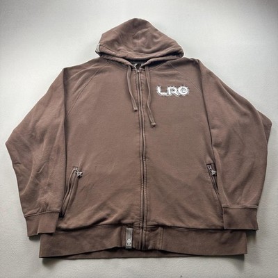LRG Lifted Research Group Hoodie Sweatshirt Mens 3XL Brown Logo Skater Full Zip