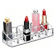 Clear Acrylic Lipstick Lip Gloss Organizer 12 Slots Comestic Display Holder f...
