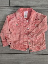 Disney Minnie Mouse Girls Pink Mineral Acid Wash Jean Jacket Size 3T
