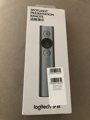 Logitech Spotlight Kabelloser Laserpointer für Präsentationen Grau 910-004867