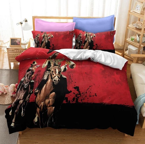 Red Dead Redemption Quilt Bettbezug Kissenbezug Bettwäsche Set Single Double Size - Bild 13 von 25