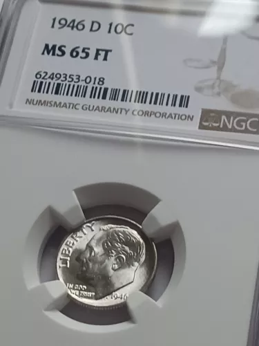 1946 D ROSEVELT DIME, NGC MS65 FT