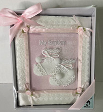 My Baptism Photo Album Girl Pink Ribbons Rosettes NEW Gift