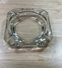 Vintage Clear Glass Astray 3-3/4 Inch Square 