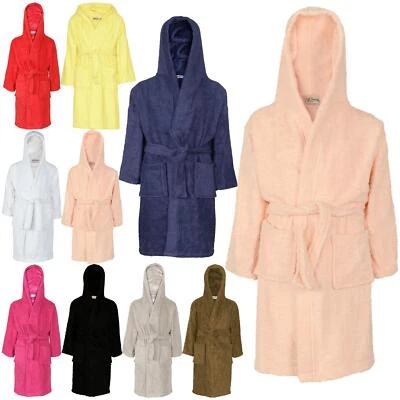 A2Z 4 Kids 100% Cotton Hooded Bathrobe Terry Towelling Dressing Gown Unisex