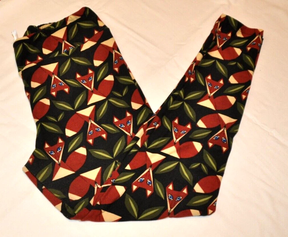 Leggings LuLaRoe Mosaic Fox Owl Cat Maroon - Taille Tall & Curvy - Neuf Sans étiquettes - Modèle TC