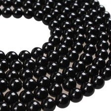 Natural Black Agate Gemstone Round Beads For Jewelry Making 15'' 4mm