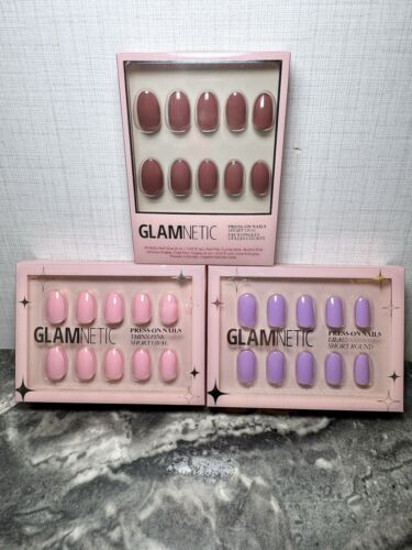 Lot of 3 Sets of Glamnetic Press-On Nails Short