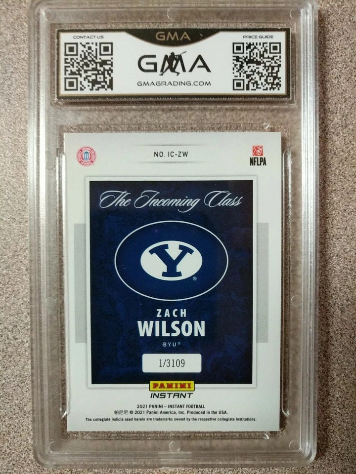 2021 ZACH WILSON PANINI INCOMING CLASS ROOKIE CARD GMA 10 JETS 1/3108! RC - Image 2 of 2