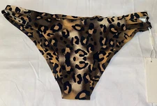 Elizabeth Jane Leopard Strappy Tab Swimsuit Bikini Bottom S (A22)