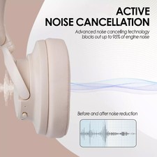 Lux ANC Wireless Over-Ear Headphones Hybrid Active Noise Cancelling Beige 8