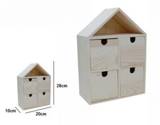 x Porta Oggetti Mini Cassettiera 4 Cassetti Legno Naturale Decoupage dfh
