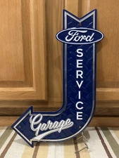 Ford Service Garage Sign Metal Arrow Vintage Style Wall Decor Tools Gas Oil Bar