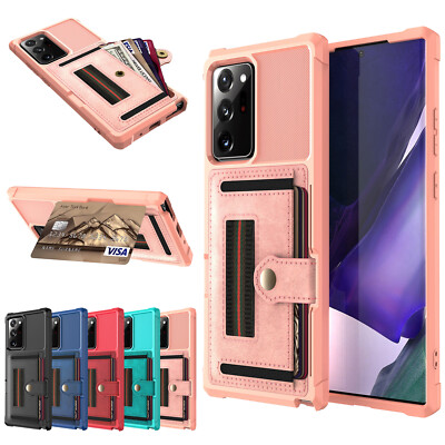For Samsung Note20 Ultra/S20/Note10 Plus Shockproof Rubber Card Holder Back Case