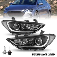 For 2017 2018 Hyundai Elantra Chrome Clear Pairs L+R Headlights Assembly W/B
