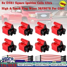 8x D581 Square Ignition Coils Ultra High & Spark Plug Wires 3859078 For GMC