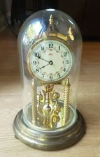 Vintage Kundo Kieninger Obergfell Anniversary Glass Dome Clock Untested/No Key