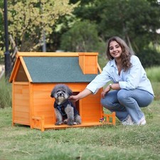 Indoor Outdoor Dog House Pet Wooden Shelter Platform Small Medium Sized Dogs